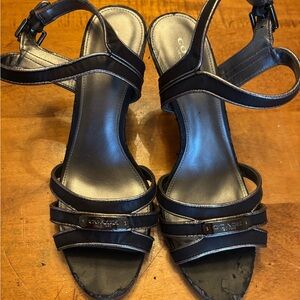 Coach Black Leather Sandals